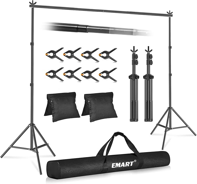 10x7ft (WxH) Adjustable Photo Backdrop Stands Kit for Parties with Carrying Bag