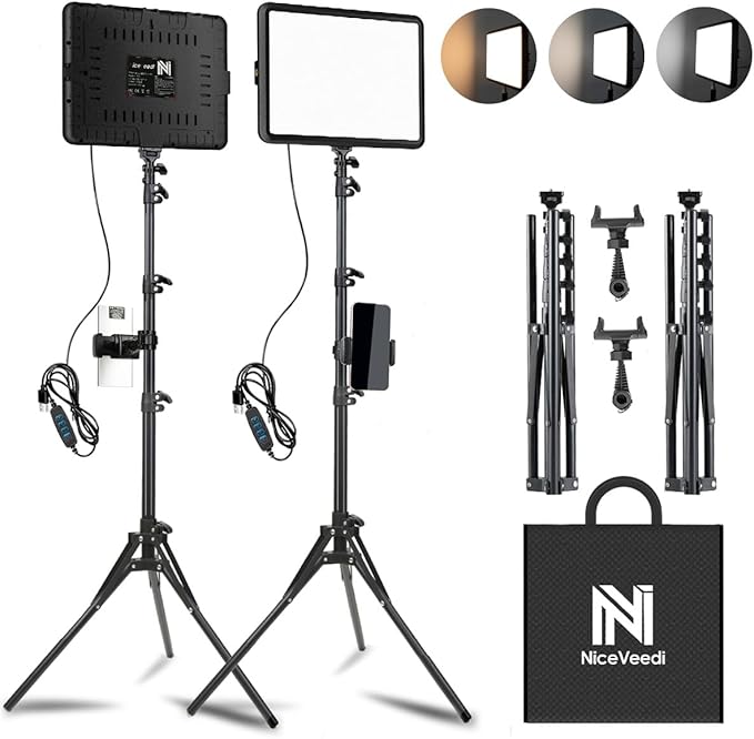 2800-6500K Dimmable Continuous Photography Lighting with Tripod Stand