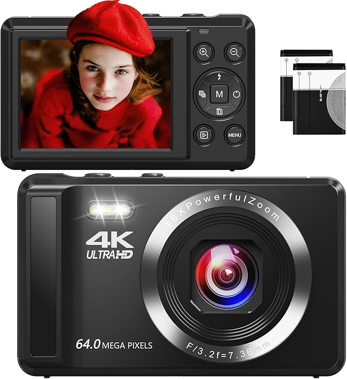 Digital Camera - 4K 64MP Digital Camera with 16X Digital Zoom
