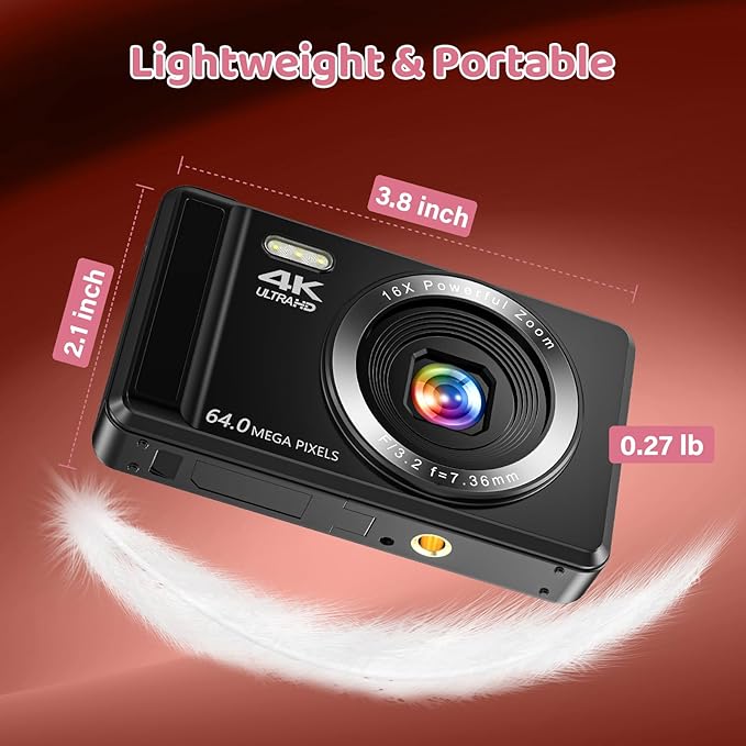 Digital Camera - 4K 64MP Digital Camera with 16X Digital Zoom